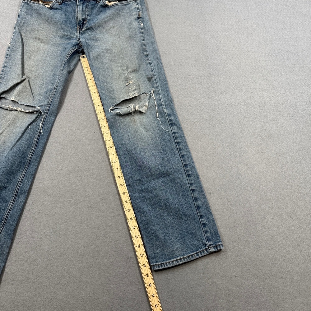 Denver Hayes Jeans Men's 32x32 Blue Light Wash Straight Leg Distressed Grunge - Picture 4 of 7